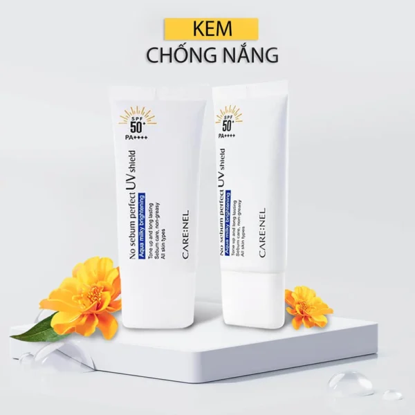 Kem Chống Nắng Care:Nel No Sebum Perfect UV Shield Trắng Sáng Da SPF50+/PA++++ 50ml