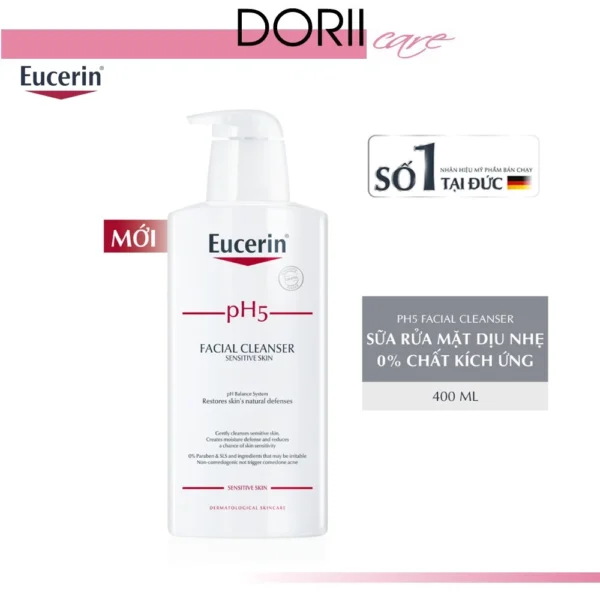 Sữa Rửa Mặt Eucerin PH5 Facial Cleanser Da Nhạy Cảm (400ml) - Hình ảnh 6