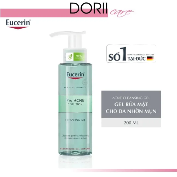 Eucerin Sữa Rửa Mặt Dạng Gel Dành Cho Da Nhờn Mụn ProAcne Cleansing 200ml