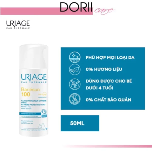 URIAGE Sữa Chống Nắng Sáng Da Mỏng Nhẹ BARIÉSUN 100 FLUIDE PRO EXTRÈME SPF50+ 50ml