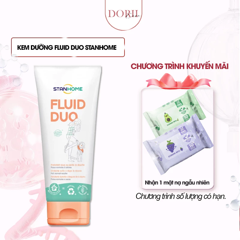 Kem Dưỡng Ẩm Cho Da Mặt Và Cơ Thể STANHOME Fluid Duo Thuần Chay Dành Cho Da Khô Da Nhạy Cảm 250ML tặng khăn uớt