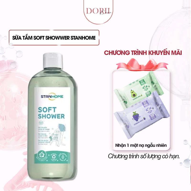 Sữa tắm, rửa mặt không xà phòng cho mọi loại da Stanhome Family Expert Soft Shower 740ml Tặng khăn ướt