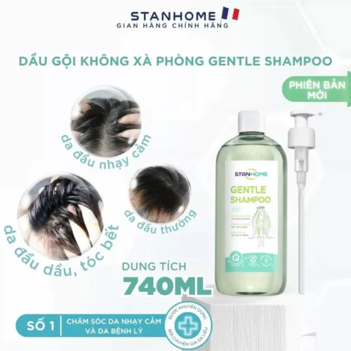 Dầu gội cho da đầu nhạy cảm, không silicone Stanhome Gentle Shampoo 740ml