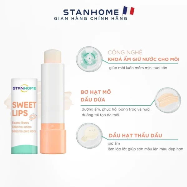 Son Dưỡng Môi Cấp Ẩm STANHOME Sweet Lips Làm Mềm Môi Phù Hợp Cho Da Nhạy Cảm 4.8gr - Hình ảnh 2
