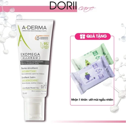 A-Derma Exomega Emollient Cream (200ml)Kem Dưỡng Ẩm Vô Trùng cho Viêm Da Cơ Địa/Da Khô tặng khăn giấy