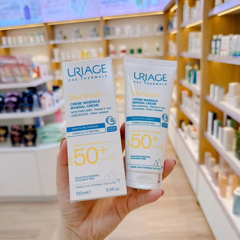 (Date 2/2026) Uriage Kem Chống Nắng Vật Lý Cho Da Nhạy Cảm Bariésun Spf50+ Crème Minérale 100ml