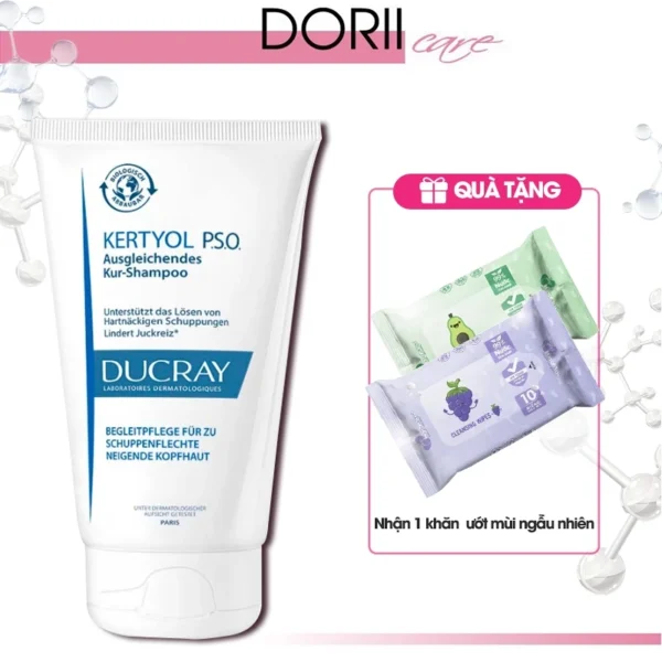 [Chính Hãng] Ducray Kertyol P.S.O Shampoo (125ml) Dầu Gội Ngăn Ngừa Gàu Mảng, Vảy Nến tặng khăn giấy