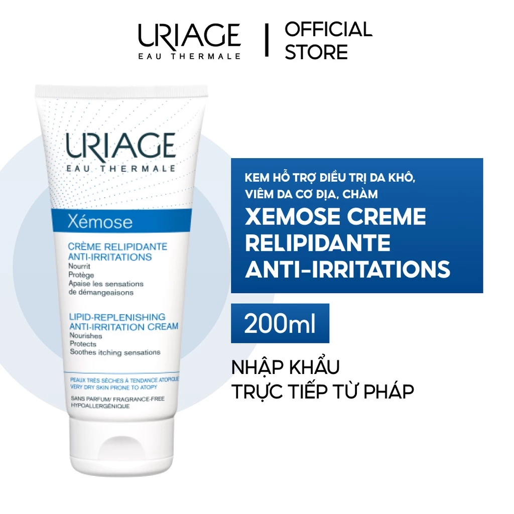 Kem dưỡng ẩm cho da khô, da cơ địa, chàm URIAGE XEMOSE CREME RELIPIDANTE ANTI-IRRITATIONS 200ml - Ảnh 5