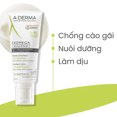 A-Derma Exomega Emollient Cream (200ml)Kem Dưỡng Ẩm Vô Trùng cho Viêm Da Cơ Địa/Da Khô tặng khăn giấy