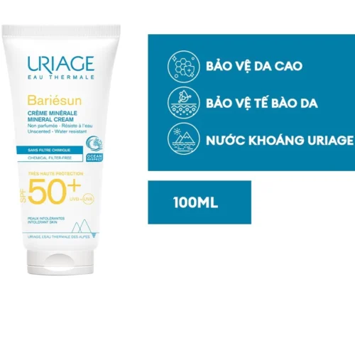 (Date 2/2026) Uriage Kem Chống Nắng Vật Lý Cho Da Nhạy Cảm Bariésun Spf50+ Crème Minérale  100ml