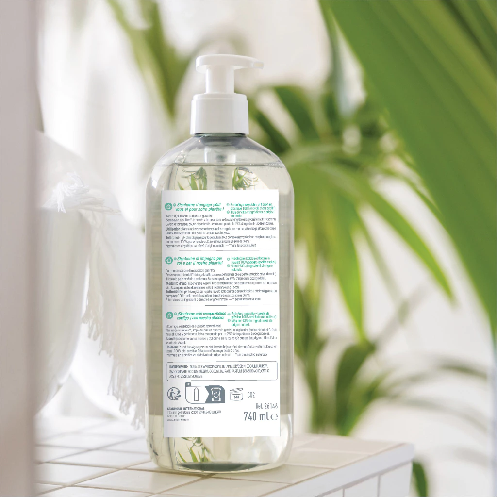 Sữa tắm, rửa mặt không xà phòng cho mọi loại da Stanhome Family Expert Soft Shower 740ml Tặng khăn ướt - Hình ảnh 5