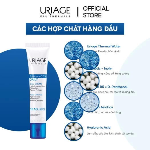 URIAGE Kem làm dịu và phục hồi da hằng ngày BARIÉDERM-CICA DAILY GEL-CREAM 40ml tặng khăn ướt - Hình ảnh 3