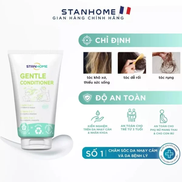 Dầu xả dưỡng tóc tinh chất cám gạo không silicone cho tóc suôn mượt Stanhome Gentle Conditioner 150ml - Hình ảnh 3