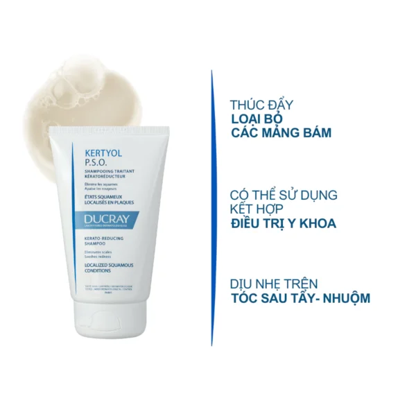 Ducray dầu gội hỗ trợ cho da đầu bị vảy nến, mảng bám, gàu nặng & ngứa Kertyol Pso Treatment Shampoo 125ml + khăn giấy - Hình ảnh 3