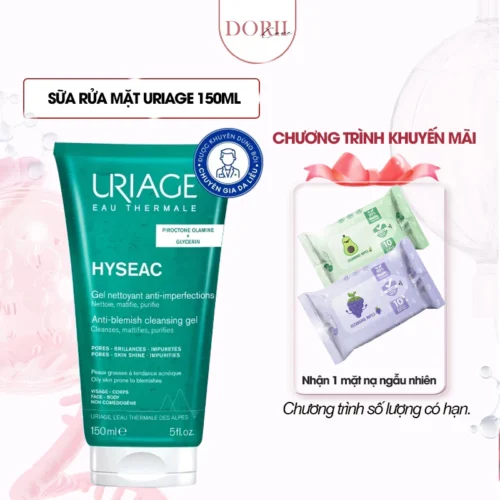 [CHÍNH HÃNG] Gel Rửa Mặt Cho Da Nhờn Mụn, Da Hỗ Hợp Uriage Hyséac Gel Nettoyant 150ml + tặng quà