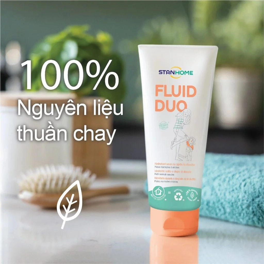 Kem Dưỡng Ẩm Cho Da Mặt Và Cơ Thể STANHOME Fluid Duo Thuần Chay Dành Cho Da Khô Da Nhạy Cảm 250ML tặng khăn uớt - Hình ảnh 2