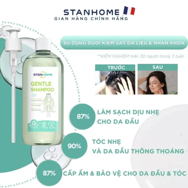 Dầu gội cho da đầu nhạy cảm, không silicone Stanhome Gentle Shampoo 740ml - Hình ảnh 4