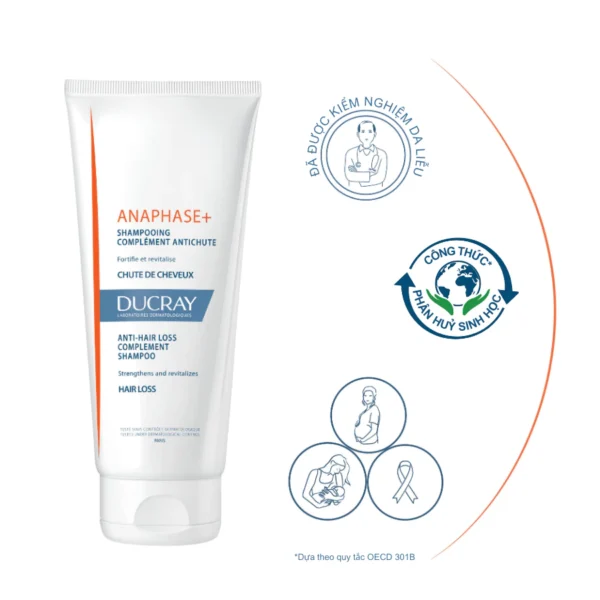 Dầu gội bổ sung dưỡng chất ngăn rụng tóc Ducray Anaphase+ Shampoo 200ml tặng khăn giấy - Hình ảnh 4