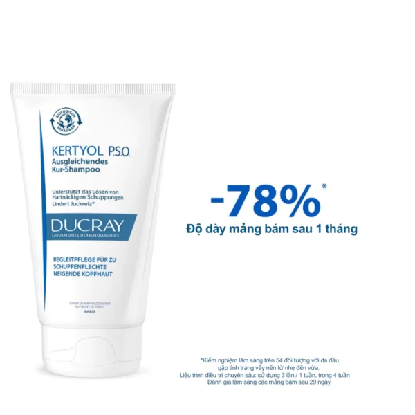 Ducray dầu gội hỗ trợ cho da đầu bị vảy nến, mảng bám, gàu nặng & ngứa Kertyol Pso Treatment Shampoo 125ml + khăn giấy - Hình ảnh 4