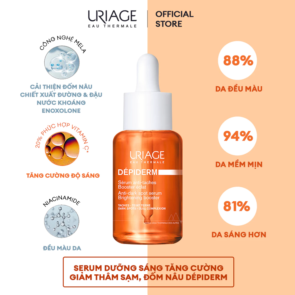 Uriage Serum dưỡng sáng tăng cường, giảm thâm sạm, đốm nâu DÉPIDERM ANTI-DARK SPOT SERUM - BRIGHTENING BOOSTER 30ml - Hình ảnh 5