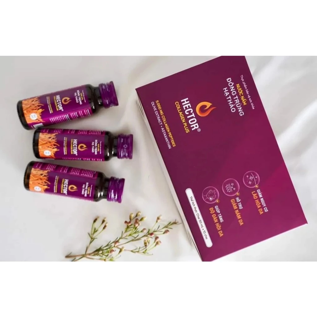 HECTOR Collagen Plus - Nước Nấm Đông Trùng Hạ Thảo Ngăn Ngừa Lão Hoá, Nám Da và Tăng Độ Đàn Hồi Da (Màu Tím) - Hình ảnh 5