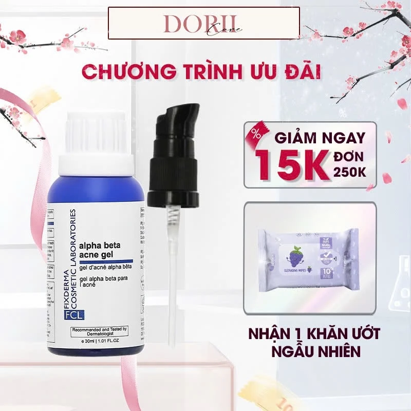 Gel Chấm Giảm Mụn Fixderma Giúp Thông Thoáng Lỗ Chân Lông, Điều Tiết Bã Nhờn Alpha-Beta Acne Gel 30ml