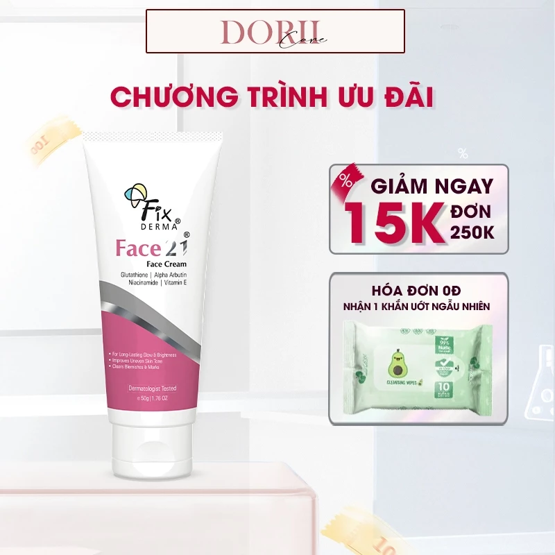 Fixderma Kem Dưỡng Ẩm Làm Trắng Sáng Đều Màu Da FIXDERMA Face21 Face Cream 50g