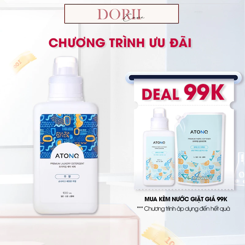 NƯỚC GIẶT THUẦN CHAY CAO CẤP ATONO2 CHO BÉ TỪ 0M+ thành phần 100% tự nhiên, pH trung tính, an toàn 1000ml