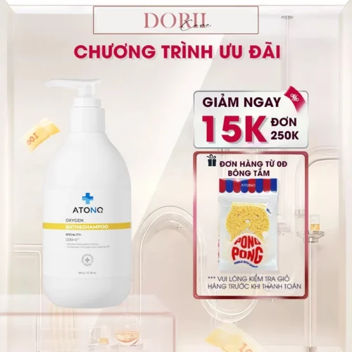 Sữa tắm gội chống cảm cho bé ATONO2, làm sạch dịu nhẹ, không cay mắt, thành phần tự nhiên lành tính 300g tặng bông tắm