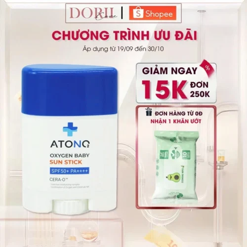 Sun Stick Chống Nắng Thuần Chay Oxygen Atono2 SPF50 PA++++ Cho Bé 6M+ (20 gram) tặng khăn ướt