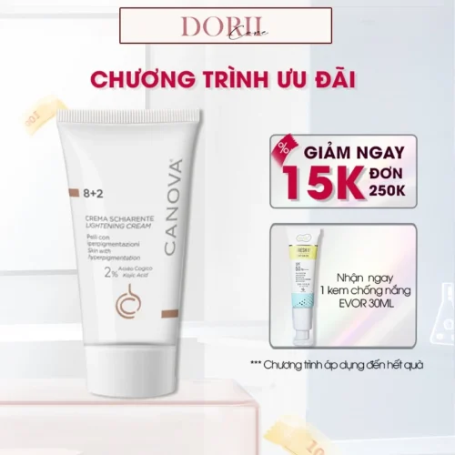 CANOVA Kem làm mờ nám sáng da ngày và đêm Canova 8+2 Lightening Cream 50ml + KCN Evor