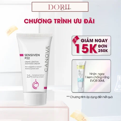 Canova Kem làm dịu da dưỡng ẩm dành cho da nhạy cảm Sensiven P22 Soothing Cream 50ml + KCN Evor