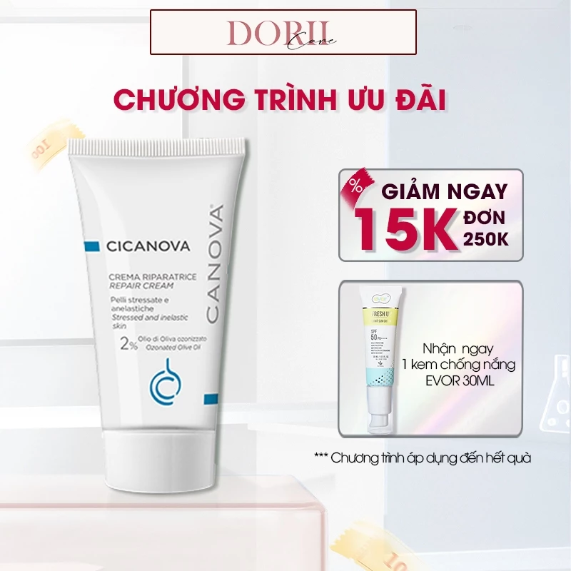 Canova Kem dưỡng ban đêm phục hồi mờ sẹo da tổn thương Cicanova Repair Cream 50ml + KCN Evor
