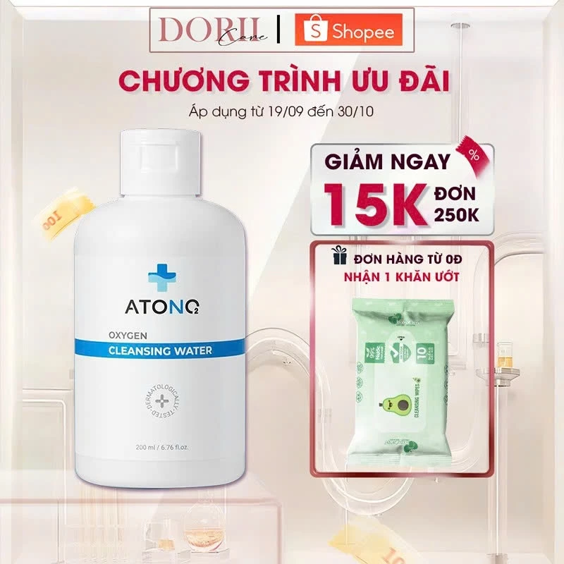 Nước làm sạch ATONO2 Hàn Quốc đa năng cho bé, chăm sóc và làm sạch sâu làn da nhạy cảm của trẻ sơ sinh 200ml + khăn ướt