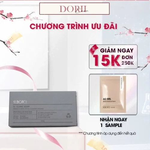 Xà phòng làm giảm mụn, sáng da - Reboncel S-Clinic Soap 100g tặng minisize