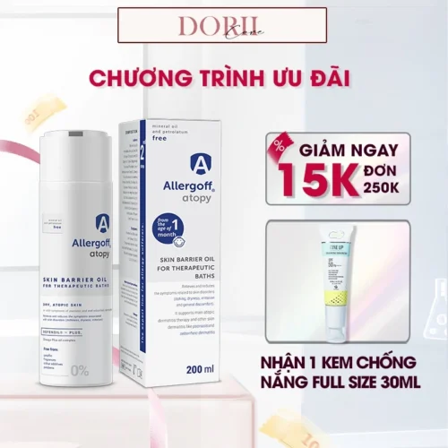 Dầu tắm chuyên biệt chăm sóc, làm dịu da, dưỡng ẩm Allergoff Atopy 200ml tặng kcn EVOR