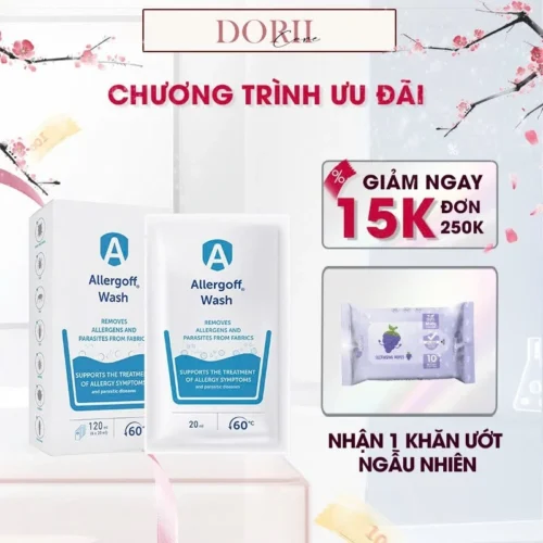 Nước giặt ngừa dị ứng, loại bỏ dị nguyên và ký sinh trùng Allergoff Wash Removes Allergens From Fabrics (1 gói)