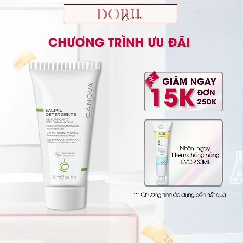 Sữa rửa mặt dạng gel làm sạch sâu ngừa mụn Canova Salipil Detergente - Purifying Cleansing Gel 150ml tặng BTT DR.SERA - Ảnh 4