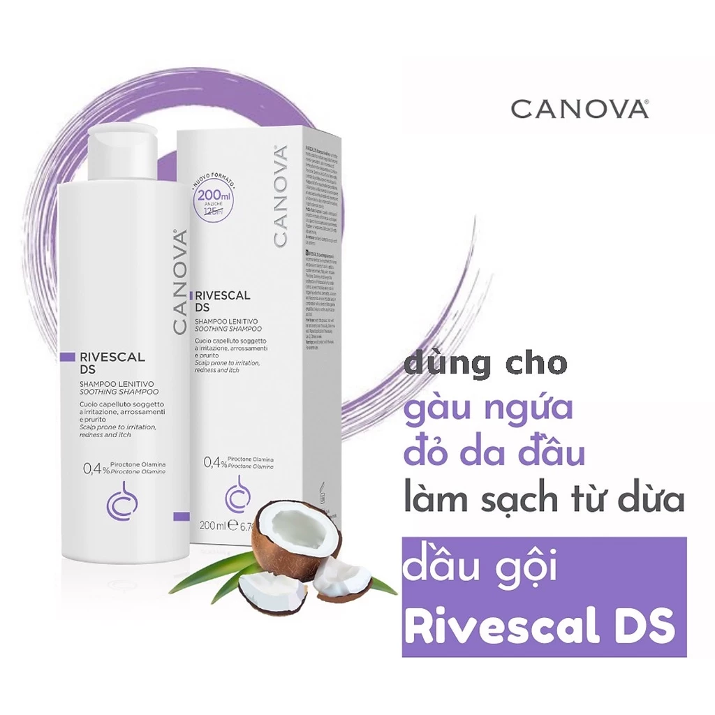 Canova Dầu gội làm dịu da, ngăn ngừa tiết bã nhờn dành cho da bị kích ứng da gàu Rivescal DS 200ml + BTT DR.SERA - Ảnh 3