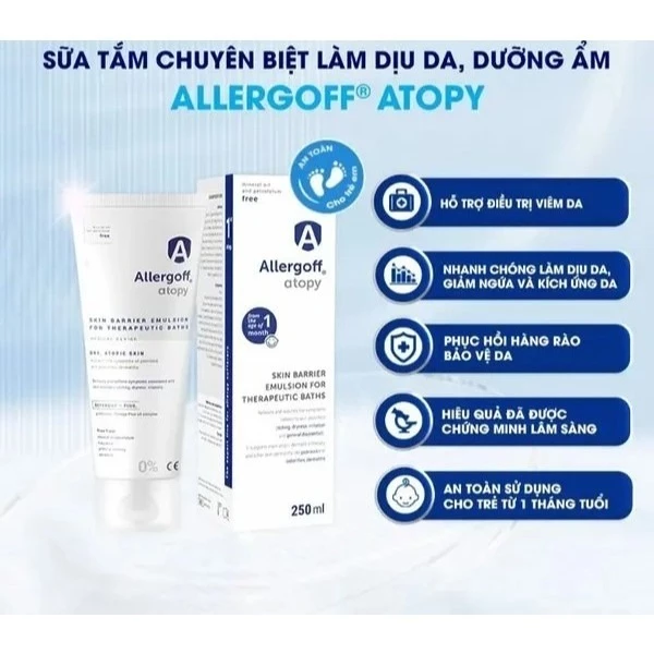 Sữa Tắm Chuyên Biệt Làm Dịu Da, Dưỡng Ẩm Allergoff Atopy 250ml tặng kcn EVOR - Ảnh 3