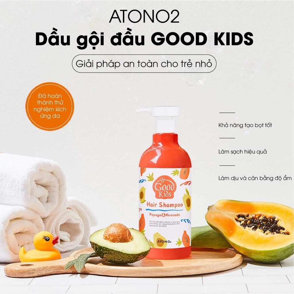 Dầu Gội Duy Trì Độ Ẩm, Giúp Tóc Mềm Mượt GOODKIDS Atono2 Cho Bé Từ 4 Tuổi 500g tặng khăn ướt - Ảnh 2