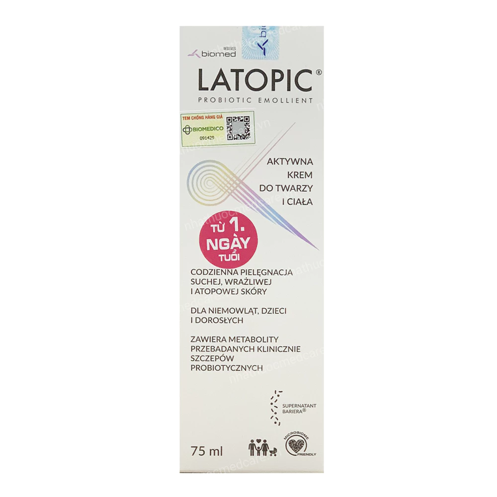 Latopic Kem dưỡng ẩm làm dịu cho da dị ứng, kích ứng Latopic Face And Body Cream 75ml tặng BTT Dr.sera - Ảnh 2
