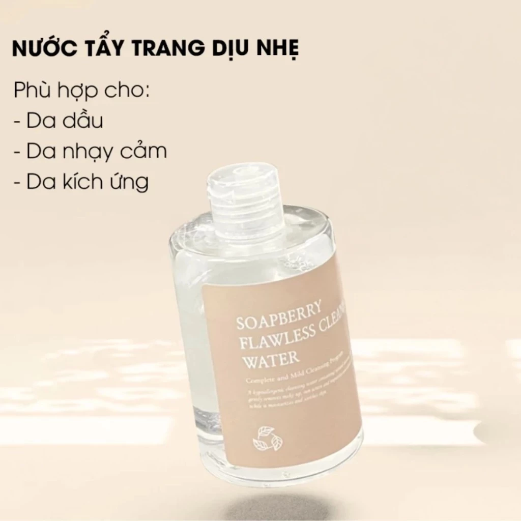 Nước tẩy trang dịu da Reboncel Soapberry Flawless Cleansing Water 250ml tặng kcn EVOR + Minisize - Ảnh 2
